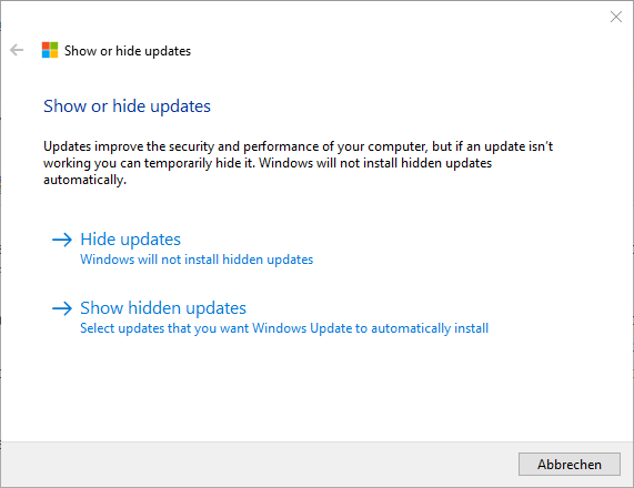 hide windows 10 updates