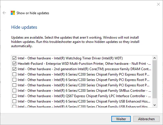 mark windows 10 updates