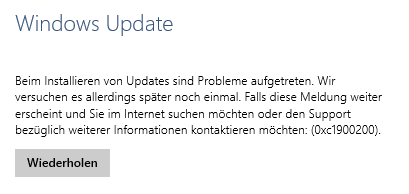 Обновление до windows 10 код ошибки 0x1900200