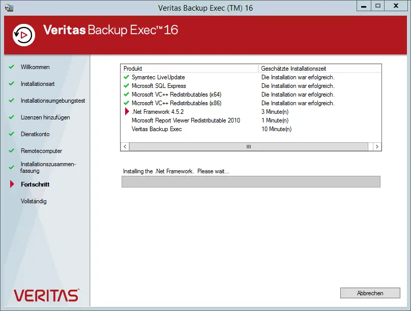 backup exec 16 component installation