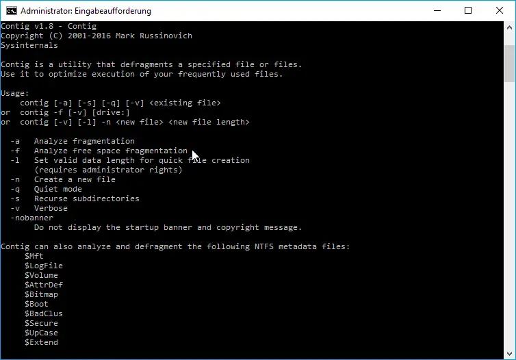 contig command parameters