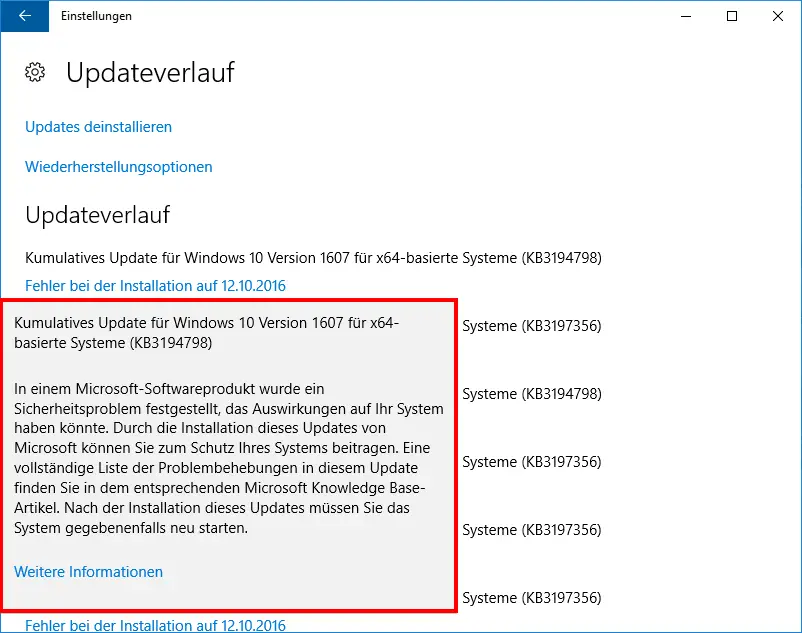 Windows 10 error installation KB3194798