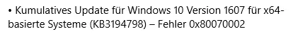 0x80070002 Windows Update error