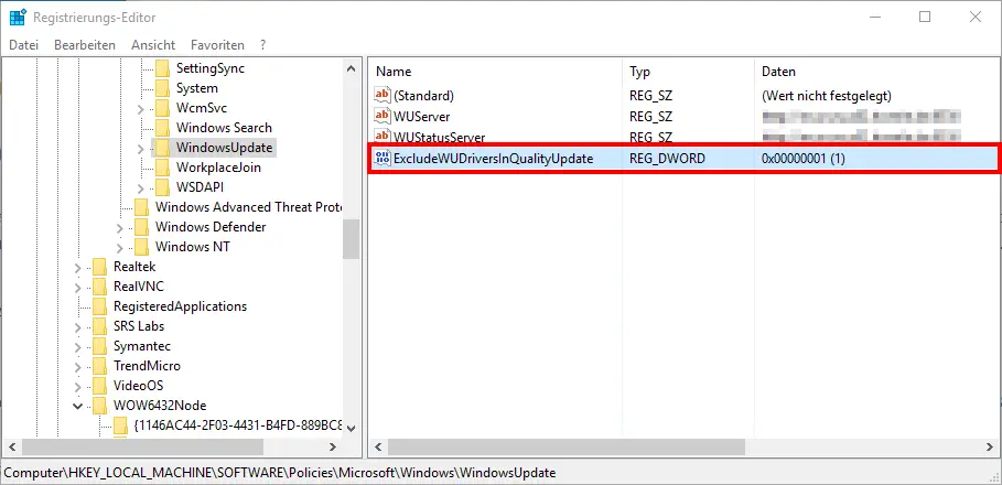 Windows Update driver updates prevent ExcludeWUDriversInQualityUpdate