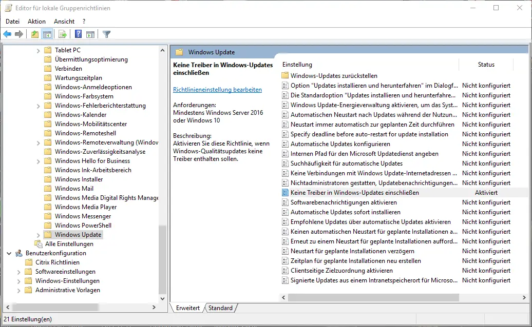 Group Policy Prevent Windows Driver Updates