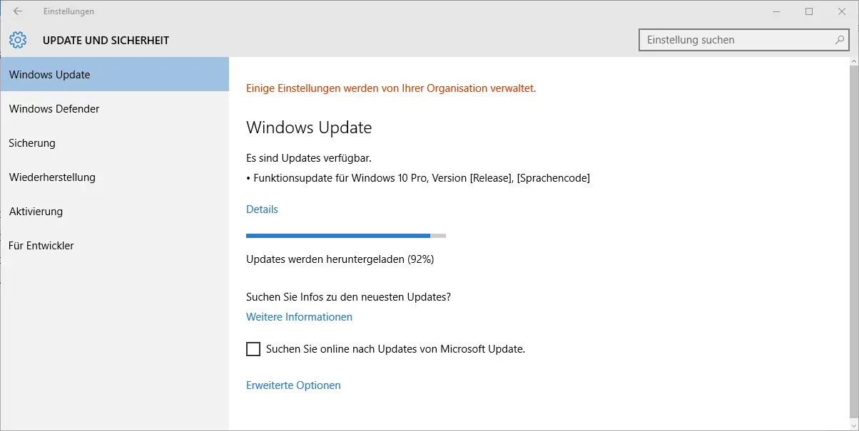 Windows 10 feature update download