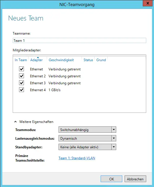 Windows Server 2012 R2 teaming