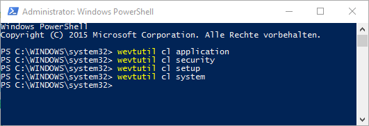 powershell eventlog delete quickly