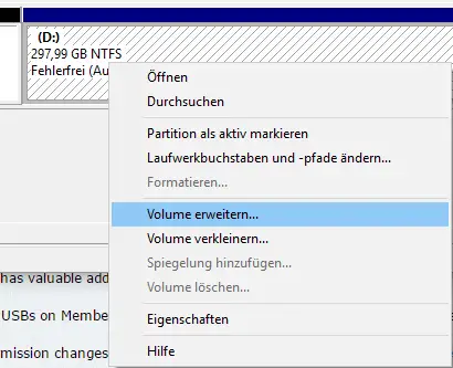 Expand Partition Shrink Volume Properties Disk Management