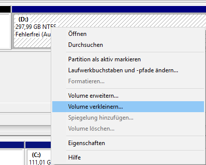 Shrink partition Extend volume