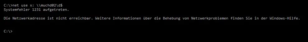 System error 1231 - network address