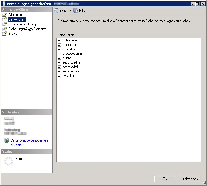 SQL login properties