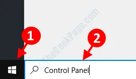 Desktop Search Start Control Panel