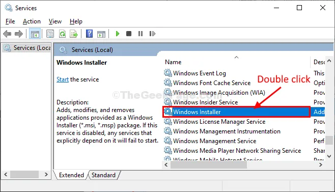 Windows Installer Double click