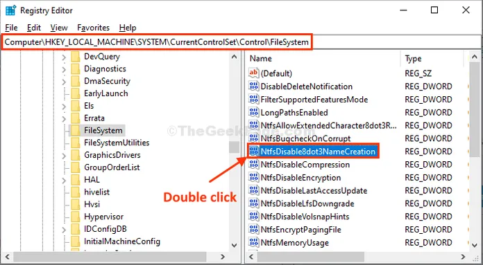 Double click on NTFS