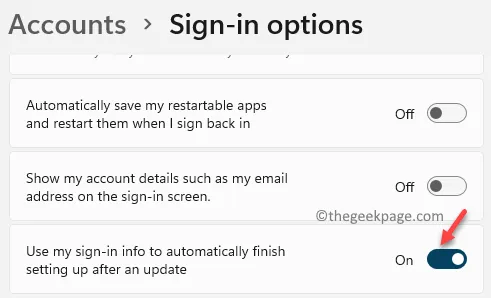 Login Options Additional Settings Use My Login Information to automatically finish settings after an update Enable Min.
