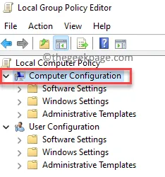 Local Group Policy Editor computer configuration
