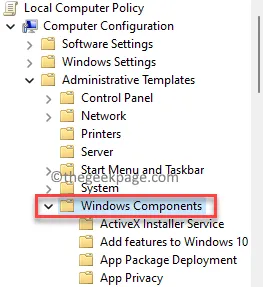 Windows Components of Local Group Policy Editor