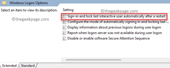 Windows logon options Automatically log on and lock the last interactive user after reboot