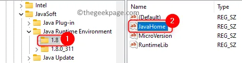 Jre version folder Javahome minimum input