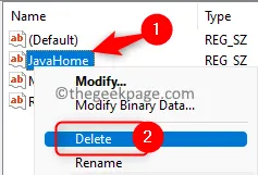 Remove minimum entry from Javahome