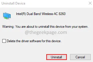 Click Uninstall