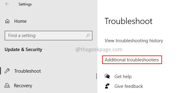 Additional troubleshooters