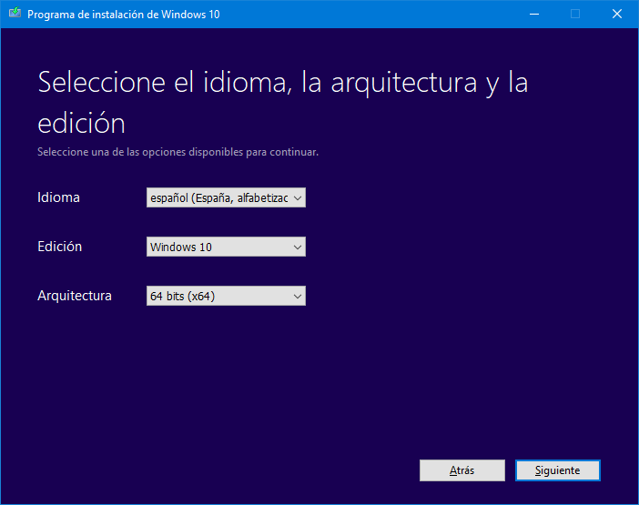 Windows 10 Spanish 64 bits