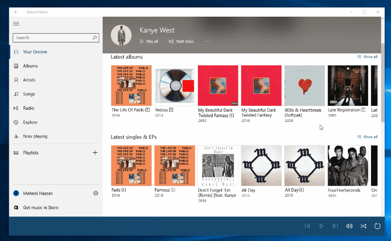 Windows 10 Groove