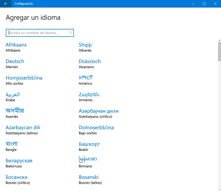 Change language in Windows 10