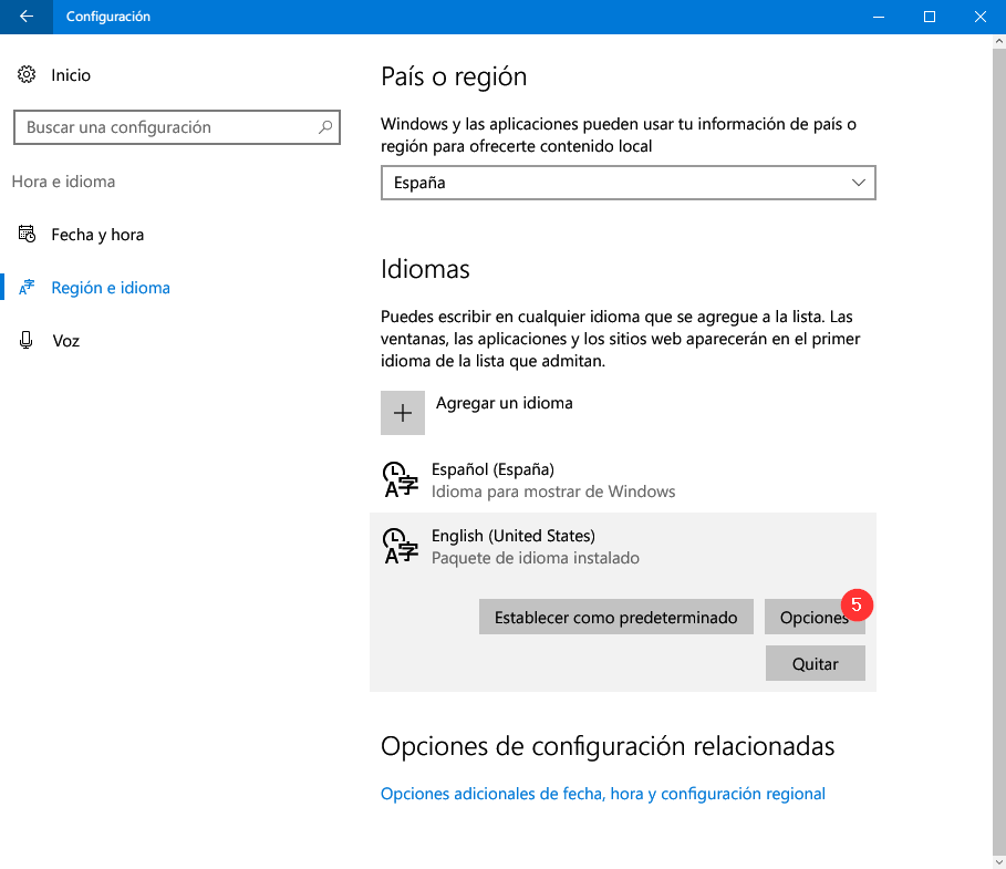 Change language in Windows 10