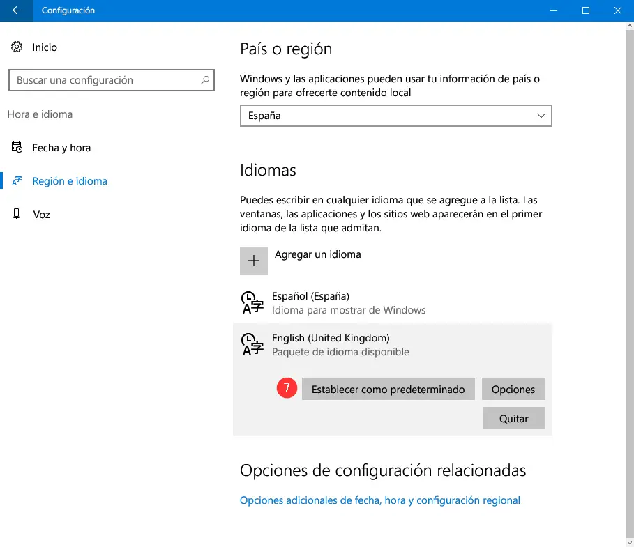 Change language in Windows 10