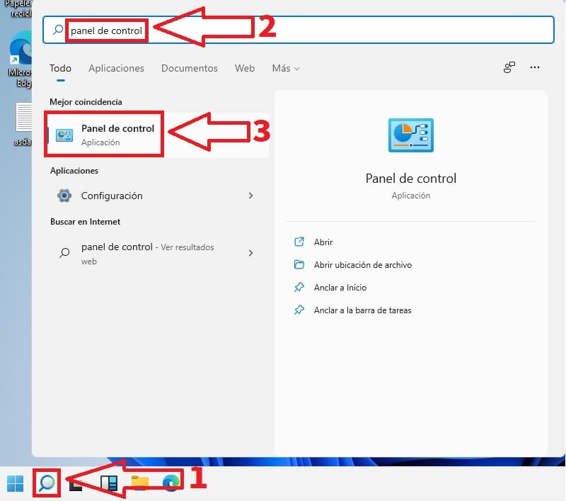 windows 11 panel de control.