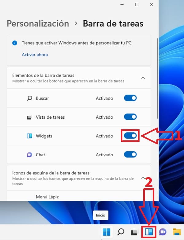 Windows 11 taskbar widget.