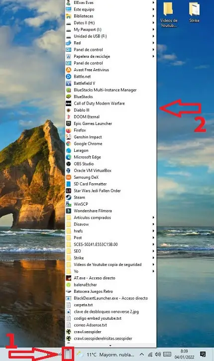 Win 10 taskbar desktop icon.