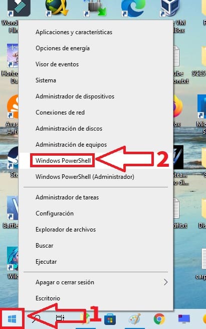 Open powershell in Windows 10.