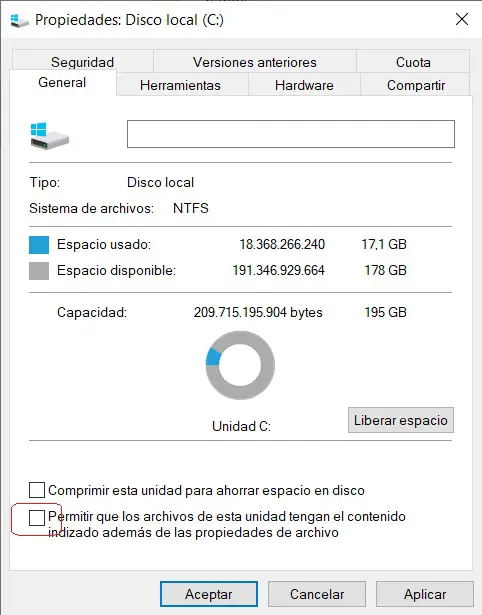 disable indexing in windows 10