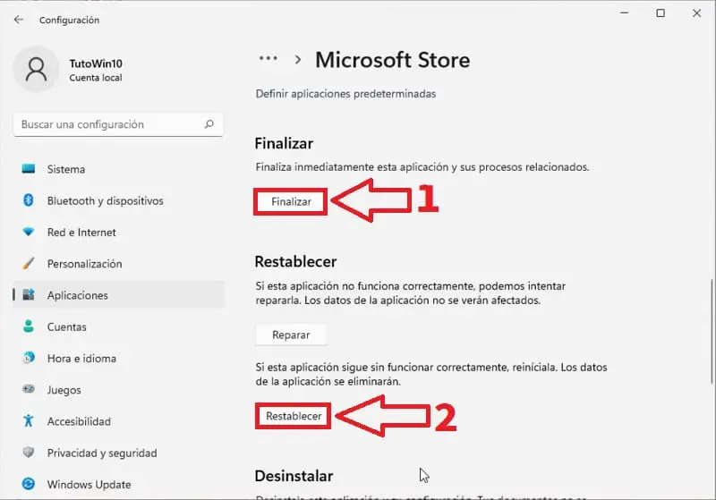 Repair Microsoft Store Windows 11.